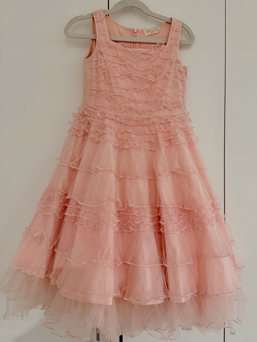 MonnaLisa Pink Ruffle Tiered Party Dress size 8